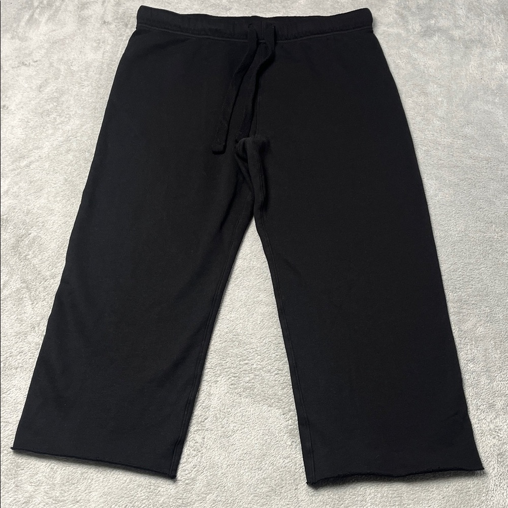 NEW Frank & Eileen L 100% Cotton Wide Leg Black Triple‎ Fleece Sweatpants
